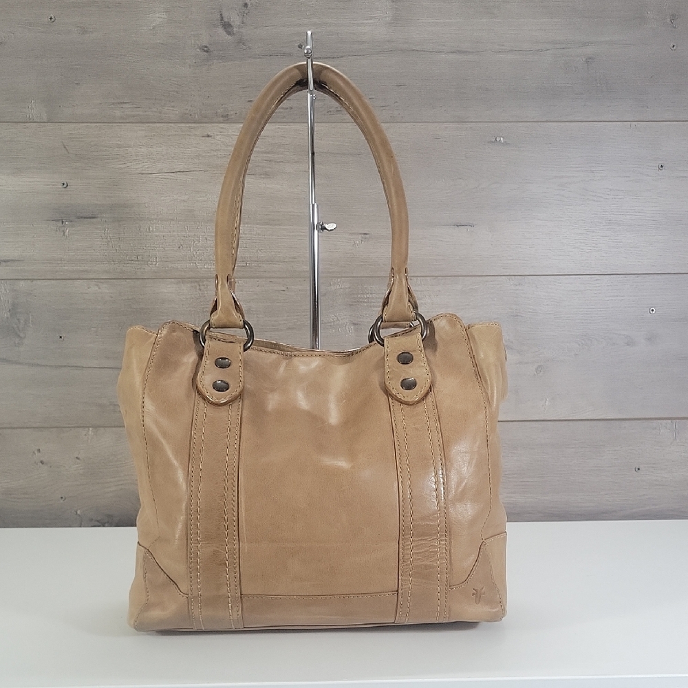 Frye Melissa Beige Leather Tote Shoulder Bag Handbag Purse